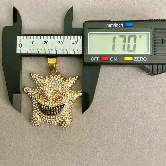 Brand New- Iced GENGAR Pokémon Pendant Medium- Gold - Picture 9 of 9